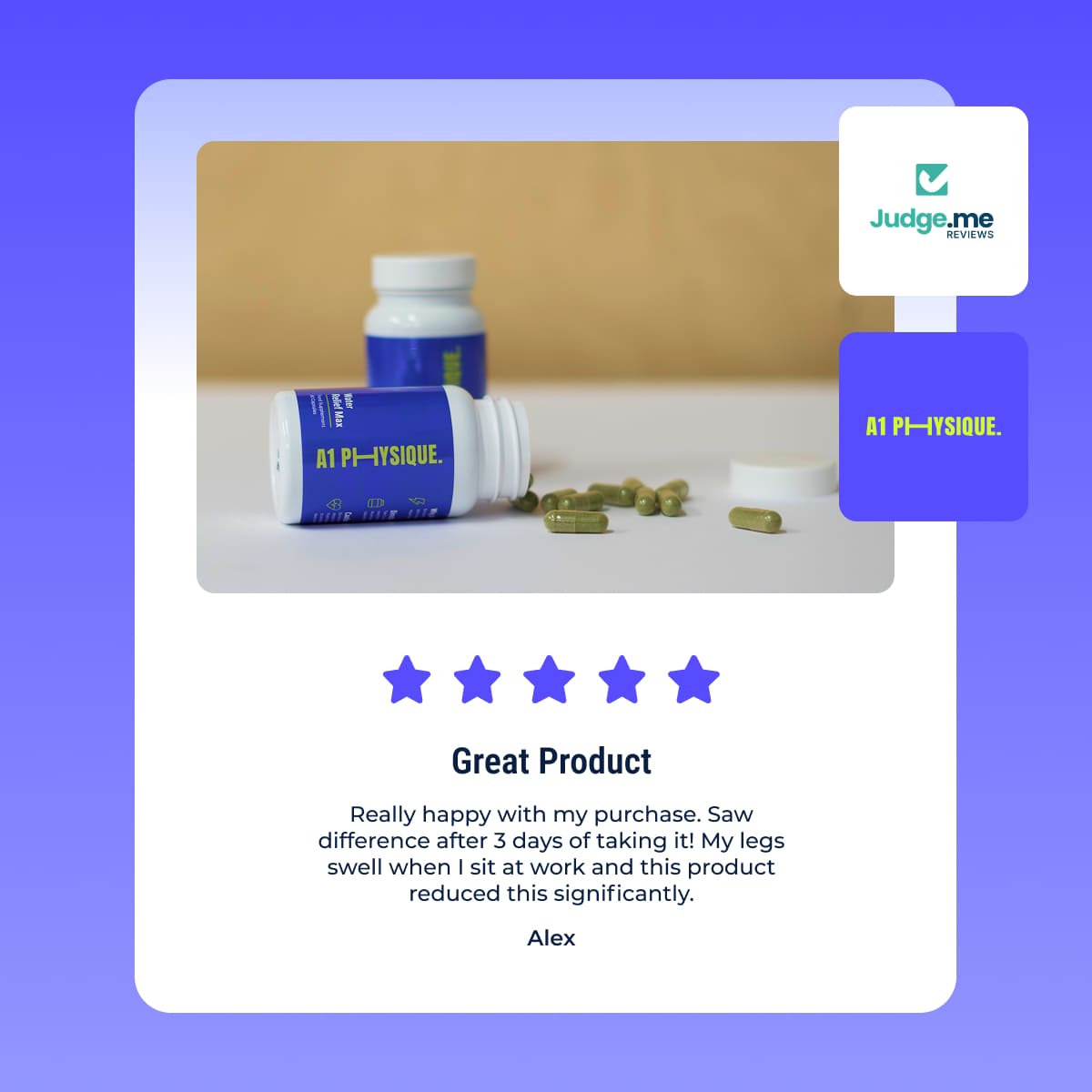 A1 Physique water relief max water retention tablets 5 star review